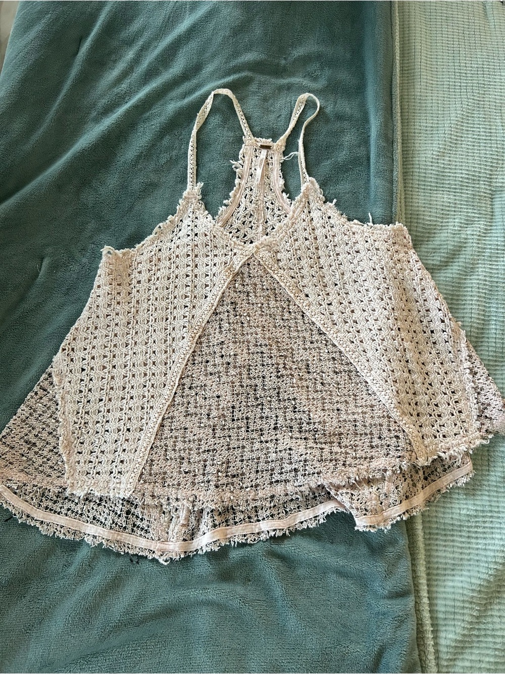 Free People Cream Crochet Open-Back Camisole